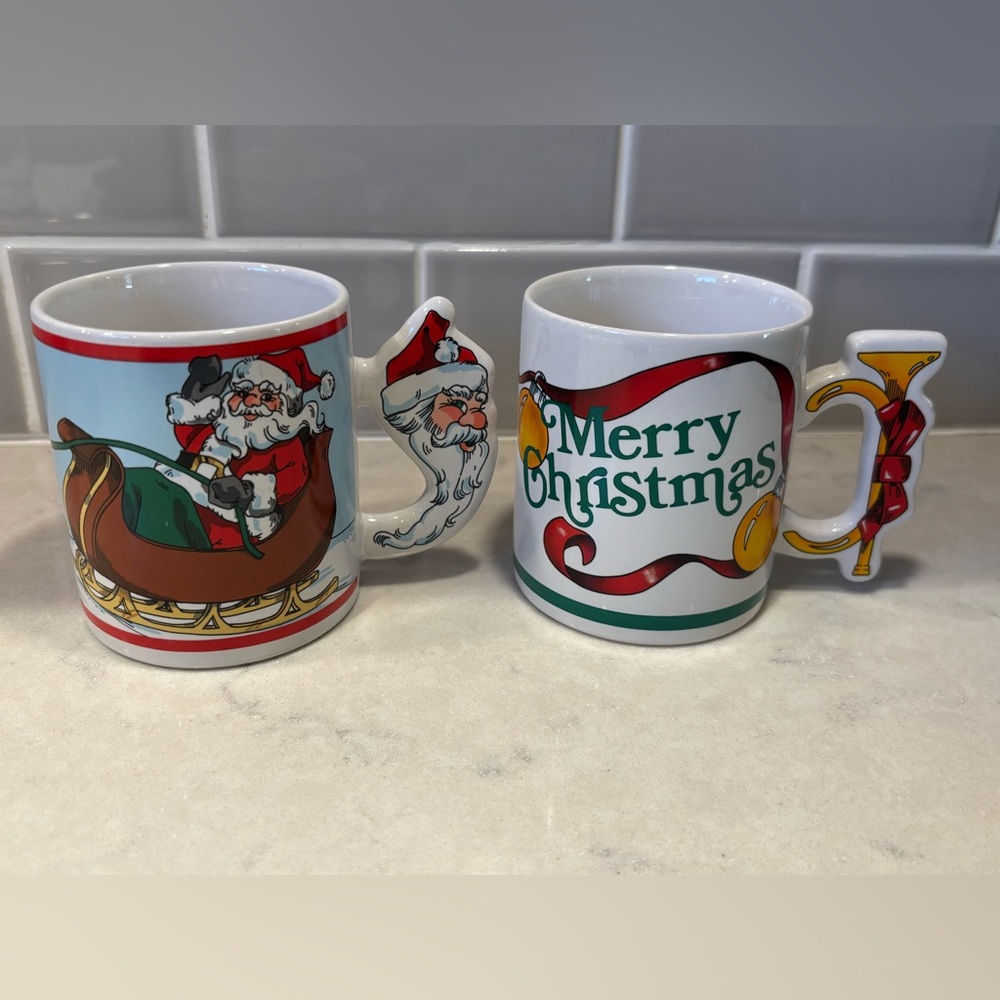 Pair of vintage Christmas mugs 1989 The Love Mug
